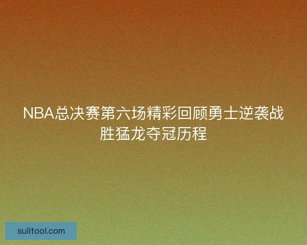NBA总决赛第六场精彩回顾勇士逆袭战胜猛龙夺冠历程