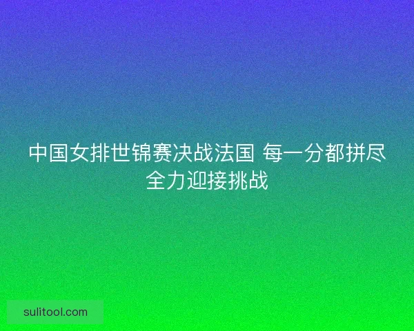 中国女排世锦赛决战法国 每一分都拼尽全力迎接挑战